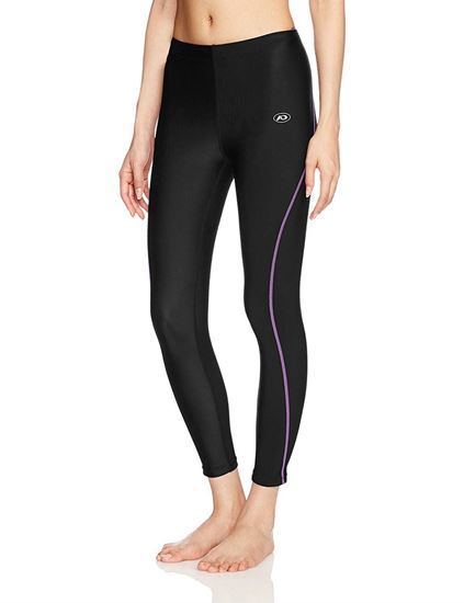 Picture of a.d.one One 女式 美腿小脚裤打底裤长裤健身裤瑜伽服长裤 黑色x紫色